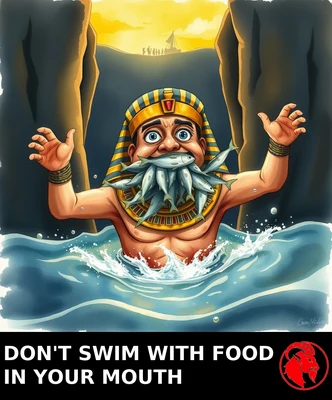 DON'T SWIM WITH FOOD IN YOUR MOUTH