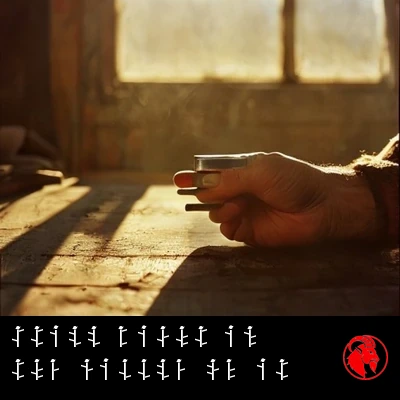 A weathered hand holding a single bolt over a cluttered workbench in golden light. Caption: Still right in the middle of it