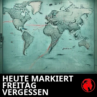 Eine Seekarte an der Wand eines Regierungsbüros mit einem rot umkreisten Meereskanal. Bildunterschrift: Heute umkreisen, am Freitag vergessen