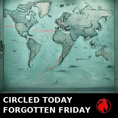 A nautical wall map in a government office with one sea channel circled in red. Caption: Circled today, forgotten Friday