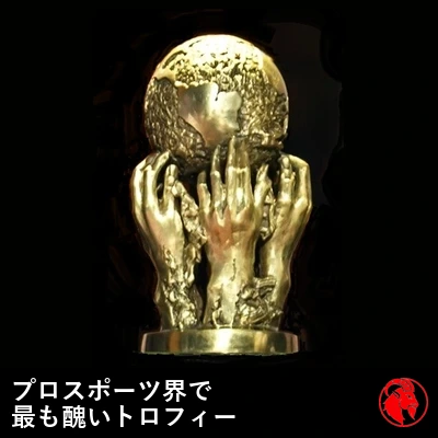 実物のFIFA平和賞トロフィー