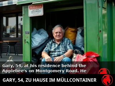 Gary zu Hause in seinem Müllcontainer
