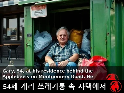 자신의 쓰레기 수거함 집에 있는 게리