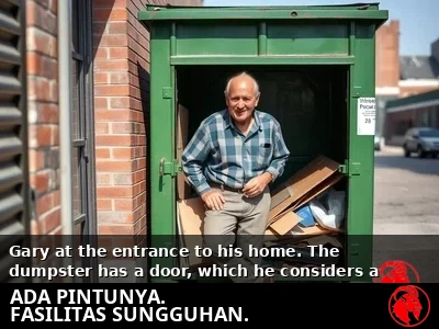 Gary di ambang pintu bak sampahnya