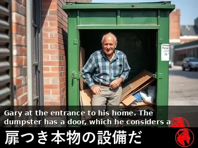 自分の容器の戸口に立つゲイリー