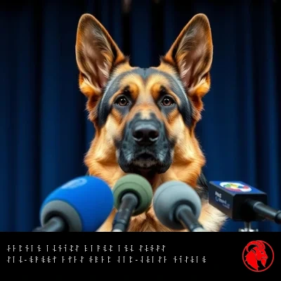 German Shepherd at post-loss press conference