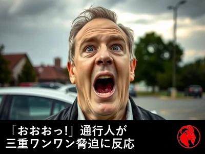 じわじわと恐怖に気づいていく表情を浮かべる駐車場係員