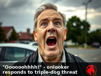 Parking lot attendant with expression of dawning horror