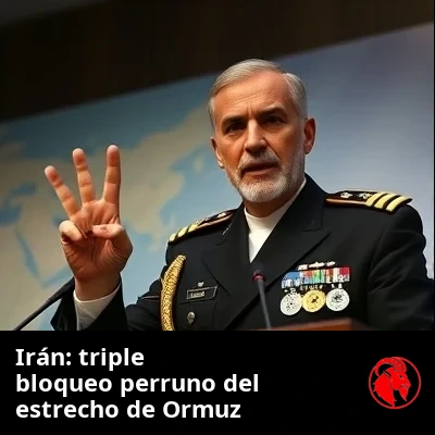Comandante naval iraní en un atril señalando un mapa náutico