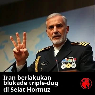Panglima angkatan laut Iran di podium menunjuk peta laut