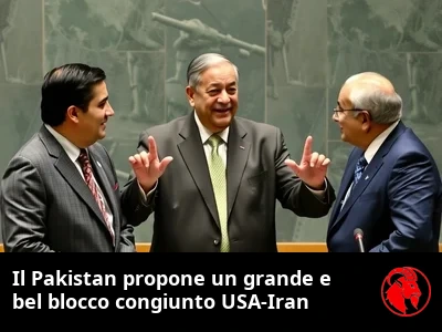 Ministro degli Esteri pakistano che gesticola tra due diplomatici ostili