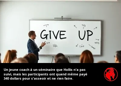 Une coach débutante lors d'un séminaire auquel Hollis n'a pas assisté