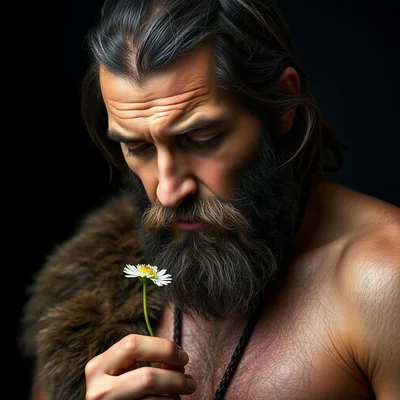 Og, Editor in Chief, holding a flower