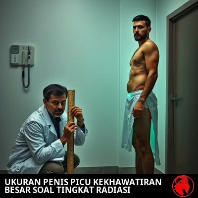 Para pejabat yang panik di sebuah dengar pendapat melirik ke bawah dengan cemas; keterangan: ukuran penis memicu keprihatinan besar soal tingkat radiasi