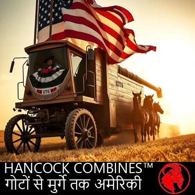 Hancock Combines: झंडे और झालरों से सजा 1776 का एक विशाल लकड़ी का पिकप-कम्बाइन