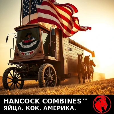 Hancock Combines: колоссальный деревянный пикап-комбайн 1776 года, задрапированный флагом и гирляндами
