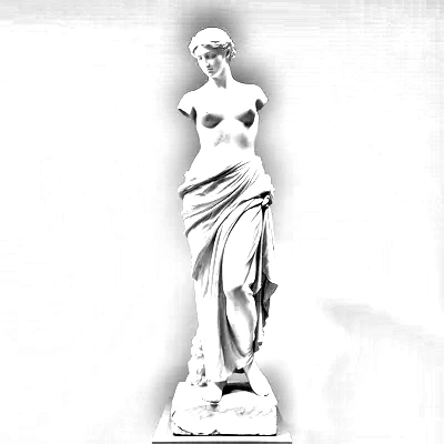 Sketch of the classical Greek marble statue of Venus in contrapposto pose, draped from the hips down