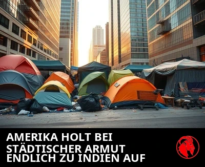 Zeltlager unter den Wolkenkratzern der Innenstadt