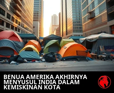 Perkemahan tenda di bawah gedung-gedung pencakar langit pusat kota