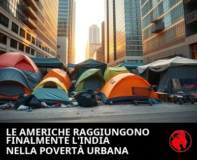 Accampamento di tende sotto i grattacieli del centro