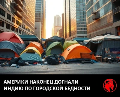 Палаточный лагерь под небоскрёбами делового центра