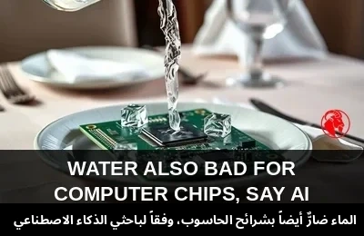 باحثٌ يصبّ ماءً مثلّجاً على شريحة ذكاء اصطناعي موضوعة في صحن عشاء