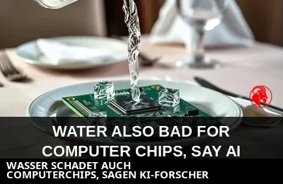 Ein Forscher gießt Eiswasser über einen KI-Chip auf einem Essteller