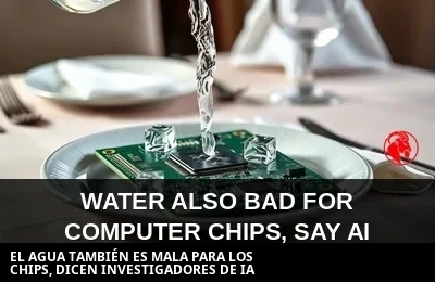 Un investigador vierte agua helada sobre un chip de IA colocado en un plato de comida