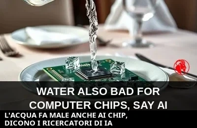 Un ricercatore versa acqua ghiacciata su un chip per l'IA posato su un piatto da pranzo