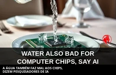 Um pesquisador despeja água gelada sobre um chip de IA pousado num prato de jantar