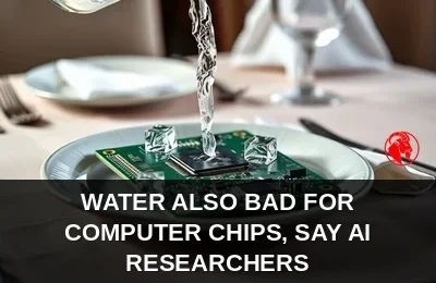 A researcher pours ice water onto an AI chip on a dinner plate